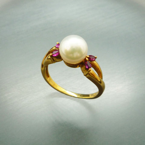 K18 パール(真珠/6.8mm) リング 《6月誕生石》