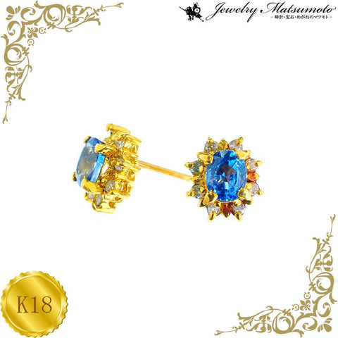 K18 サファイア ダイアモンド ピアス