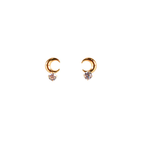K10 キュービックジルコニア(CZ) クレセント(三日月) ピアス