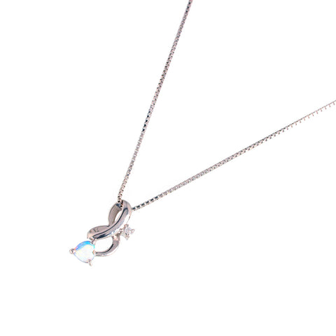 Pt900 オパール ハート ペンダントトップ(チェーンなし) 《10月誕生石》