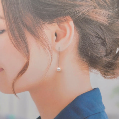 K18WG パール(真珠) アメリカンピアス