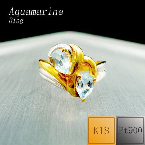 Pt900/K18 アクアマリン リング 《3月誕生石》