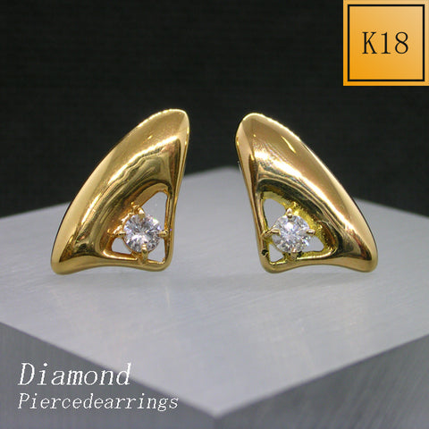 K18 ダイアモンド ピアス 《4月誕生石》