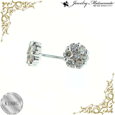K18WG ダイアモンド(トータル0.3ct) ピアス 《4月誕生石》