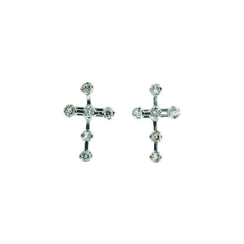 Pt900 ダイアモンド クロス ピアス 《4月誕生石》
