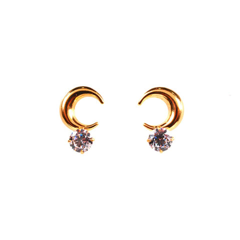 K10 キュービックジルコニア(CZ) クレセント(三日月) ピアス