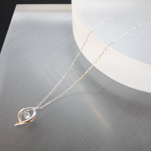 【Dancing Stone】 K10WG アクアマリン ネックレス 《3月誕生石》