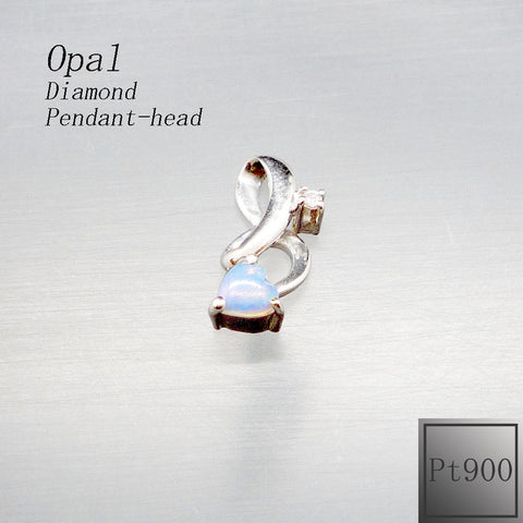 Pt900 オパール ハート ペンダントトップ(チェーンなし) 《10月誕生石》