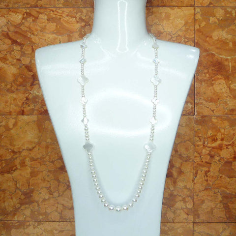 淡水パール・シェル ロングネックレス