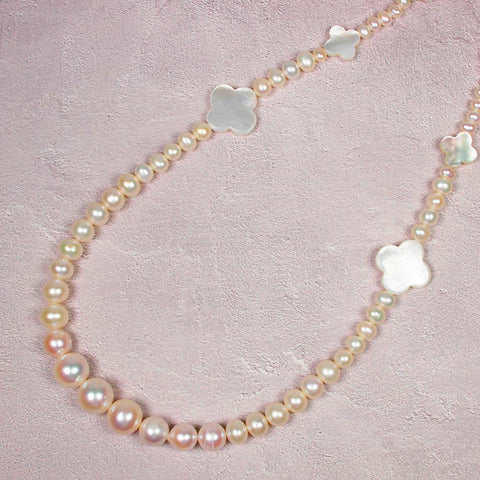 淡水パール・シェル ロングネックレス
