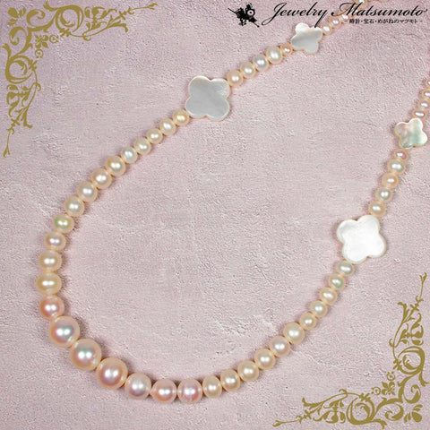 淡水パール・シェル ロングネックレス
