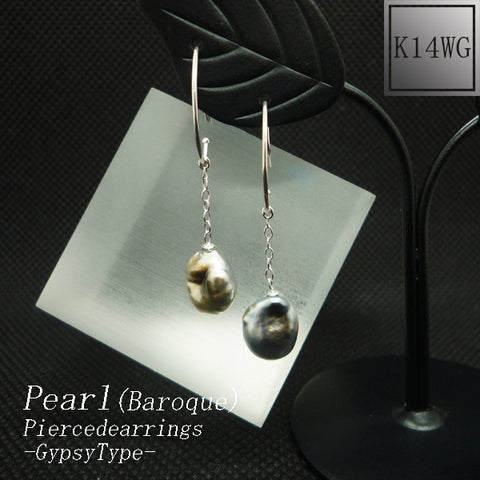 K14WG バロックパール フックピアス