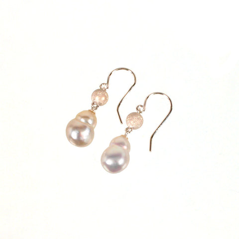 K18WG バロックパール フックピアス 《6月誕生石》