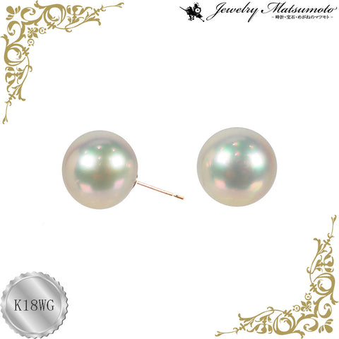 K18WG パール(真珠/約13.8mm) ピアス 《6月誕生石》