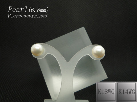K18WG パール(真珠/6.8mm) ピアス 《6月誕生石》