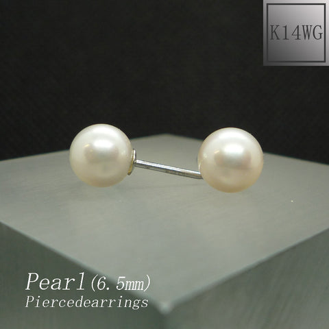 K14WG パール(真珠/6.5mm) ピアス 《6月誕生石》