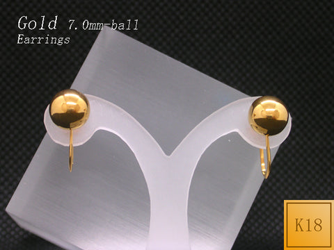 K18 丸玉(7.0mm) イヤリング