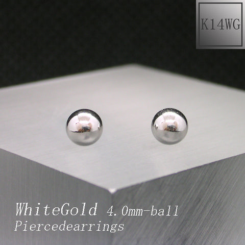 K14WG 丸玉(4.0mm) ピアス