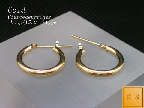 K18 フープピアス 直径15.0mm