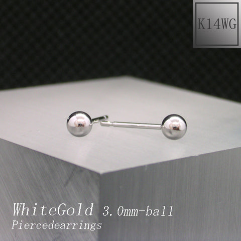 K14WG 丸玉(3.0mm) ピアス