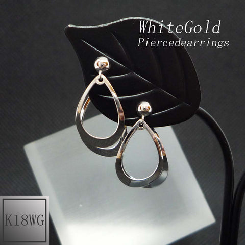 K18WG ドロップシェイプ ピアス