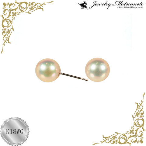 K18WG パール(真珠/8.0mm) ピアス 《6月誕生石》