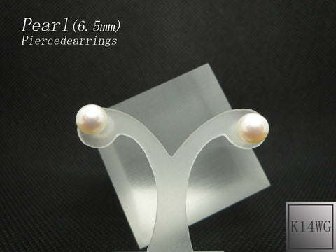 K14WG パール(真珠/6.5mm) ピアス 《6月誕生石》