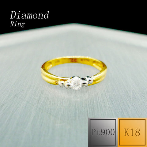Pt900/K18　ダイアモンド　リング　《4月誕生石》