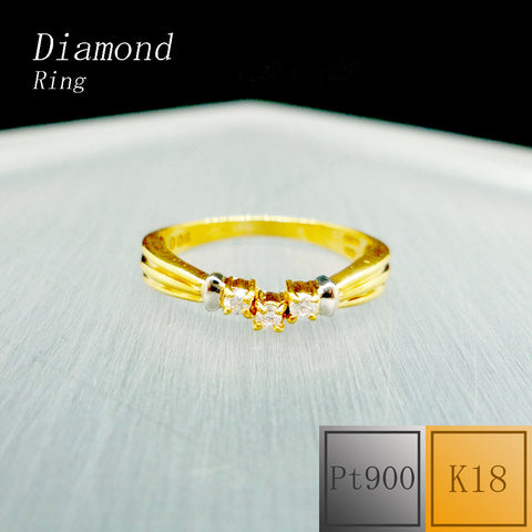 Pt900/K18　ダイアモンド　リング　《4月誕生石》