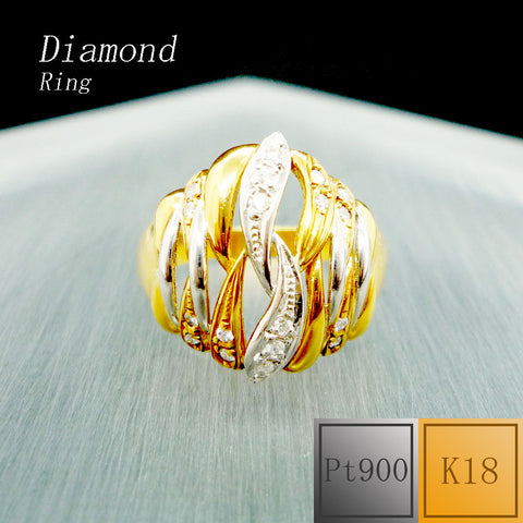 Pt900/K18　ダイアモンド　リング