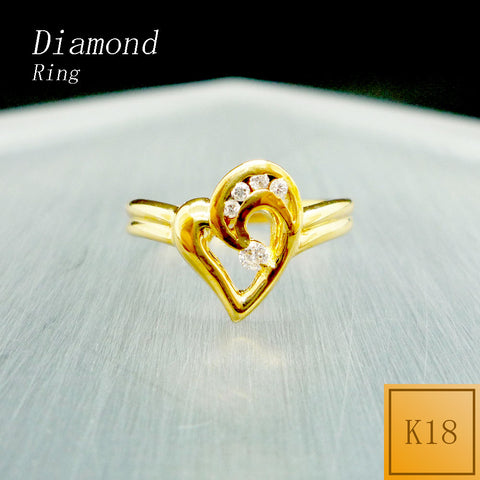 K18　ダイアモンド　ハート　リング　《4月誕生石》