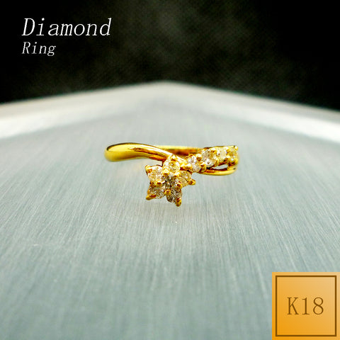 K18　ダイアモンド　すい星(流れ星)　リング　《4月誕生石》