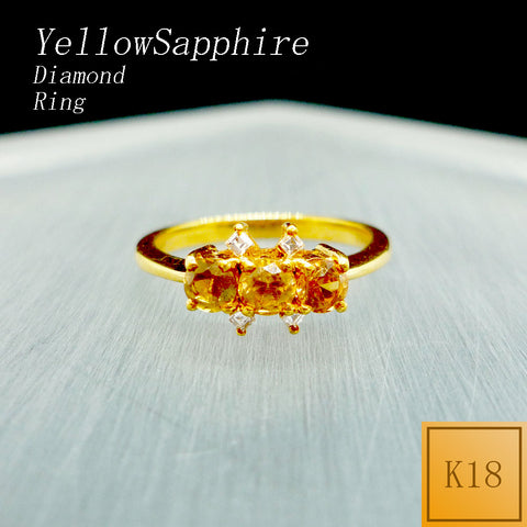 プレゼント⭐天然 イエロー サファイア ダイヤ リング k18 1.64ct