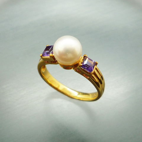 K18 パール(真珠)・アメジスト リング 《2月/6月誕生石》 – jewelry ...